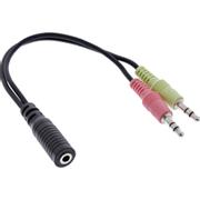 INLINE 0.15m, 3.5mm/2x3.5mm, 2 x 3.5mm, Mand, 3.5mm, Kvinde, 0,15 m, Sort