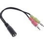 INLINE 0.15m, 3.5mm/2x3.5mm, 2 x 3.5mm, Mand, 3.5mm, Kvinde, 0,15 m, Sort