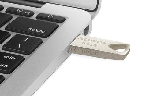 A-DATA USB Flash Drive UV210 64GB USB 2.0, golden (AUV210-64G-RGD)