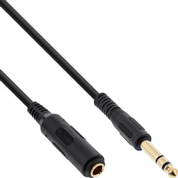 INLINE Headphone extension cable 6.3mm Stereo male to female, gold plated, black, 1m (99971)