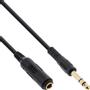 INLINE Headphone extension cable 6.3mm Stereo male to female, gold plated, black, 2m
