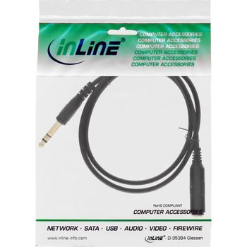 INLINE Headphone extension cable 6.3mm Stereo male to female, gold plated, black, 1m (99971)