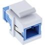 INLINE Fiber optical Keystone Snap-in adaptor white, simplex SC/SC, SM, blue, ceramic sleeve