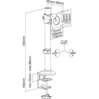 INLINE Desk Bracket for TV / LED / TFT Display up to 69cm 27" max. 8kg black (23108D)
