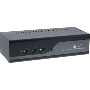 INLINE KVM Desktop Switch, 4-port, Dual Monitor, DP 1.2+HDMI 2.0, 4K, USB 3.0, Audio (62644I)