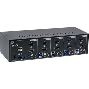 INLINE KVM Desktop Switch, 4-port, Dual Monitor, HDMI 2.0, 4K, USB 3.0, Audio (62654I)