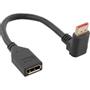 INLINE DisplayPort 1.4 adapter cable M/F, 8K4K, upward angled, black/gold, 0.15m
