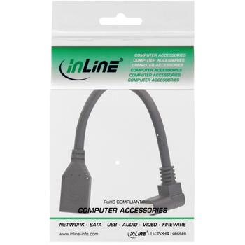 INLINE DisplayPort 1.4 adapter cable M/F, 8K4K, upward angled, black/ gold,  0.15m (17159O)