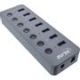 INLINE USB 3.2 Gen.1 hub, 7-port, with switch, aluminium,  grey, with power supply unit (35395D)
