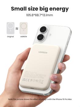 UGREEN Magnetic wireless Powerbank - Beige - 5000 mAh (25207)