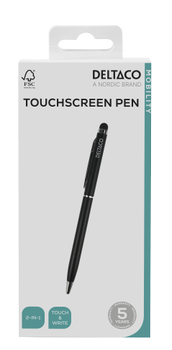 DELTACO 2-in-1 pen, write with ink and use for touch screens, black (STYL-1018)