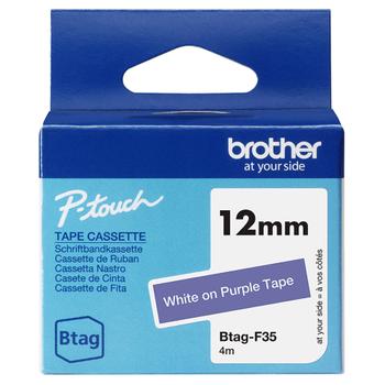 BROTHER BTAGF35 12MM WHITE ON PURPLE TAPE (BTAGF35)