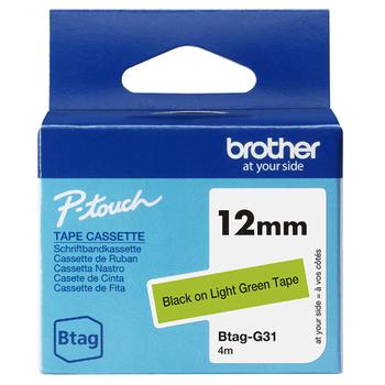 BROTHER BTAGG31 12MM BLACK ON LIGHT GREEN TAPE (BTAGG31)