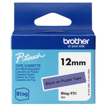 BROTHER BTAGF31 12MM BLACK ON PURPLE TAPE (BTAGF31)