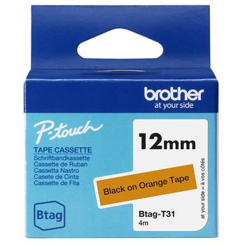 BROTHER BTAGT31 12MM BLACK ON ORANGE TAPE (BTAGT31)