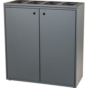 Tina Trolleys Affaldsspand,  Tina Trolleys, grå, pulverlakeret stål, 4-rums, 4x60 l, med åbne indkast *Denne vare tages ikke retur* (1000027920)