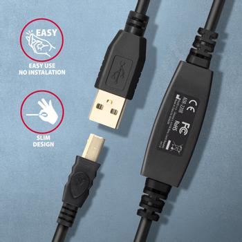 AXAGON ADR-220B USB 2.0 A-M -> B-M actives Connecting/ Repeater Kabel 20m (ADR-220B)