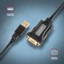 AXAGON ADS-1PQN USB-A 2.0 - serial RS-232 DB9-M FTDI adapter cable 1.5m - Adapter - Digital/ Daten Serien-Kabel Schwarz 1,5 m USB Typ-A (ADS-1PQN)