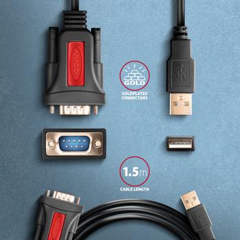 AXAGON ADS-1PSN USB-A 2.0 - serial RS-232 DB9-M Prolific adapter cable 1.5m - Adapter - Digital/ Daten Serien-Kabel Schwarz 1,5 m USB Typ-A (ADS-1PSN)