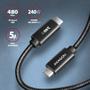 AXAGON BUCM2-CM20AB Ladekabel USB-C zu USB-C 2.0, 2 m, PD 240 W 5 A, ALU - Schwarz - 2 Meter langes USB-C zu USB-C Kabel - Daten- und Ladefähig USB Kabel USB 2.0 USB C (BUCM2-CM20AB)