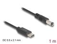 DELOCK USB-C Power Cable to DC 5.5 x 2.1 mm male 1 m