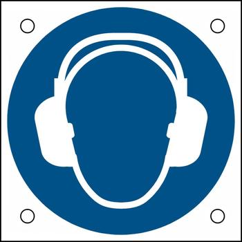 BRADY ISO Safety Sign - Wear ear (M/M003/NT/ALU05-50X50-1)