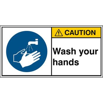 BRADY ISO Safety Sign - Wash your (M/M011/EN269-PEUL-100X50/1-B)
