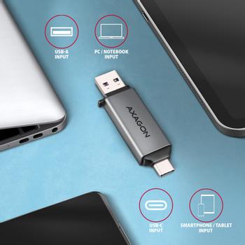 AXAGON CRE-DAC SuperSpeed USB-C + USB-A Kartenleser 5 Gbps 2-slot & lun SD/ microSD (CRE-DAC)