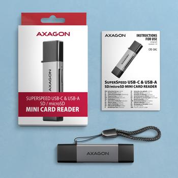 AXAGON CRE-DAC SuperSpeed USB-C + USB-A Kartenleser 5 Gbps 2-slot & lun SD/ microSD (CRE-DAC)