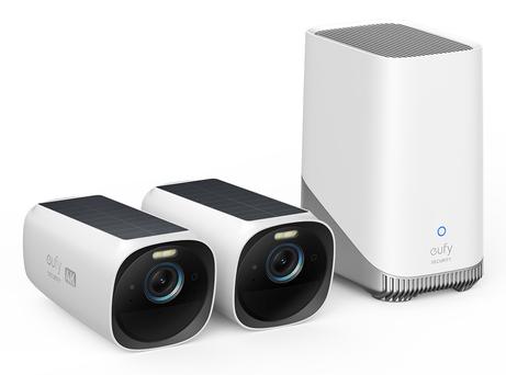 Eufy Anker S330 eufyCam 3 Kit 4K overvåkningskamera 2 pk inkl HomeBase 3 4K, Built-In Solar Panel System, BionicMind™ AI Recognition, Local Security