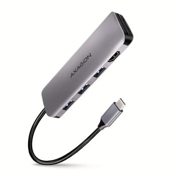 AXAGON HMC-HCR3A 3x USB-A+ HDMI+ SD/ microSD USB-C 3.2 Gen 1 hub 20cm Kabelgebunden USB 3.2 Gen 1 (3.1 Gen 1) Type-C Grau (HMC-HCR3A)