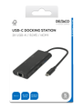 DELTACO USB-C docking station, single, 1x HDMI, 3x USB-A, RJ45