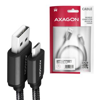 AXAGON BUMM-AM10AB HQ cable Micro USB <-> USB-A, 1m, USB 2.0, 2.4A, ALU, braid, black (BUMM-AM10AB)
