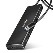 AXAGON HUE-F7A 7x USB 3.2 Gen 1 ALU FLAT hub micro power IN 1m USB-A USB 3.2 Gen 1 (3.1 Gen 1) Type-A 5000 Mbit/s Schwarz
