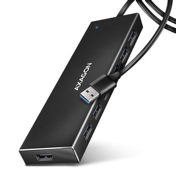 AXAGON HUE-F7A 7x USB 3.2 Gen 1 ALU FLAT hub micro power IN 1m USB-A USB 3.2 Gen 1 (3.1 Gen 1) Type-A 5000 Mbit/s Schwarz (HUE-F7A)