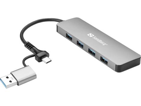 SANDBERG USB-C/A to 4xUSB 3.0 Hub (136-63)