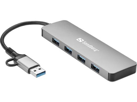 SANDBERG USB-C/A to 4xUSB 3.0 Hub (136-63)