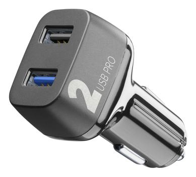 CELLULAR LINE CAR CHARGER 2USB 2x18WQC BLACK (CBRUSB2QC36WK)