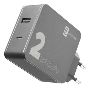 CELLULAR LINE Multipower 2 Combo Macbook & iPhone 42W 220V lader for PC og smarttelefon (ACHITUSB2PD42K)