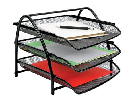 Alba Brevkurv ALBA 3 hyller mesh sort (MESHTRAY3 N)