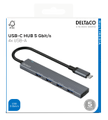DELTACO USB-C hub, 5 Gbps, 4x USB-A female, aluminum, grey