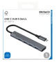 DELTACO USB-C hub, 5 Gbps, 4x USB-A female, aluminum, grey