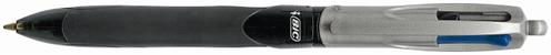 BIC 4 Colours Grip Pro Ballpoint Pen 1mm Tip 0.32mm Line Black/ Silver Barrel Black/ Blue/ Green/ Red Ink (Pack 12) (8922931)