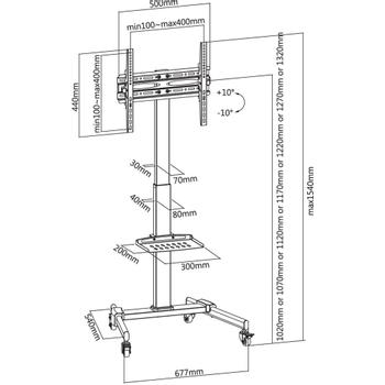 TECHLY Multimedia Cart/ Stand Black (ICA-TR21L)