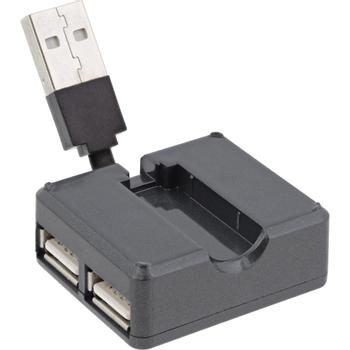 INLINE USB 2.0 4-Port Hub, USB-A male to 4x USB-A female, cable 4cm (33293L)