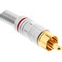 INLINE RCA metal male plug for soldering, silver, red ring, for 6mm cable