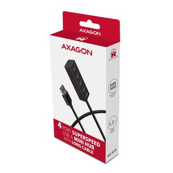 AXAGON HUE-M1AL Schnittstellen-Hub USB 3.2 Gen 1 (3.1 Gen 1) Type-A 5000 Mbit/s Schwarz (HUE-M1AL)