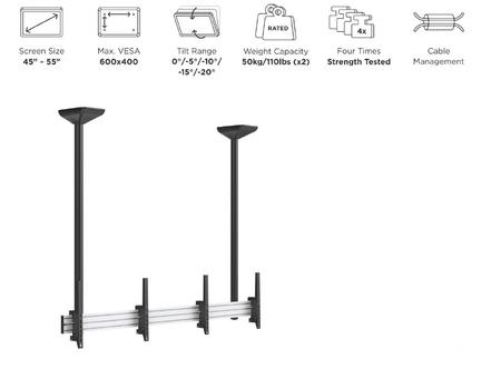 EQUIP 45"-55" Dual Screen Ceiling  (650373)