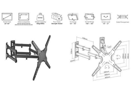 EQUIP Tv Mount 139.7 Cm (55") Black (650328)