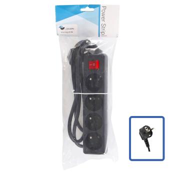 LOGON 4-WAY POWER STRIP: BLACK -  (LPS050)